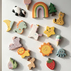 Aimants pour réfrigérateur en bois peints à la main, décoration animal dessin animé mignon, aimant cuisine