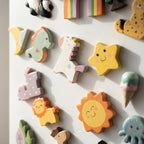 Aimants pour réfrigérateur en bois peints à la main, décoration animal dessin animé mignon, aimant cuisine