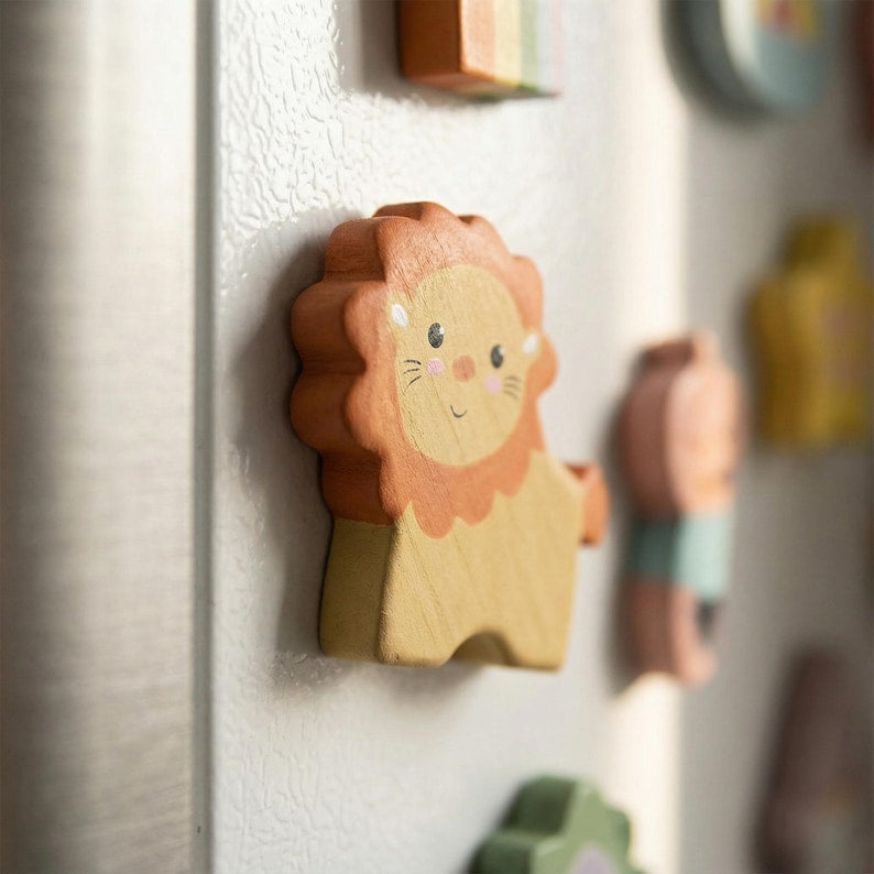 Aimants pour réfrigérateur en bois peints à la main, décoration animal dessin animé mignon, aimant cuisine
