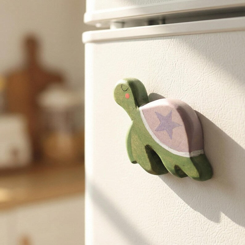 Aimants pour réfrigérateur en bois peints à la main, décoration animal dessin animé mignon, aimant cuisine