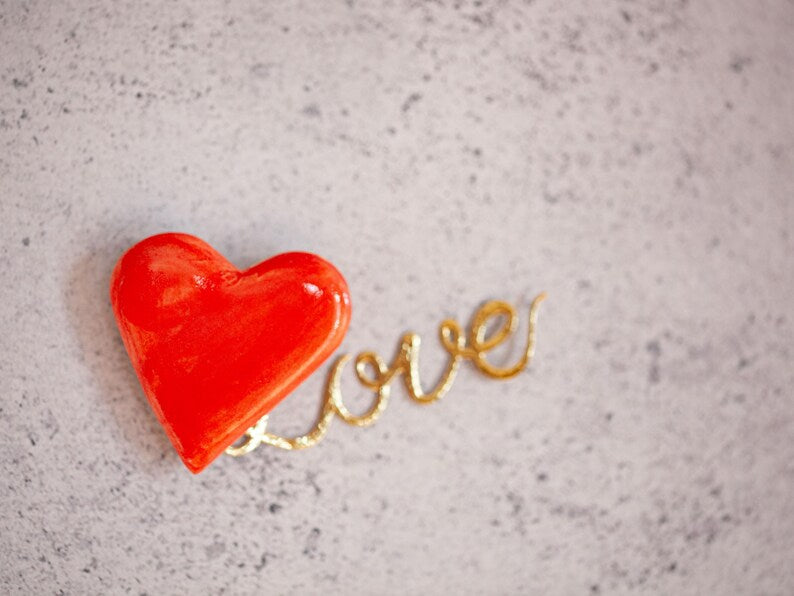 Cœurs aimantés en céramique pour frigo, aimants décoratifs amour, 4 cm, grès