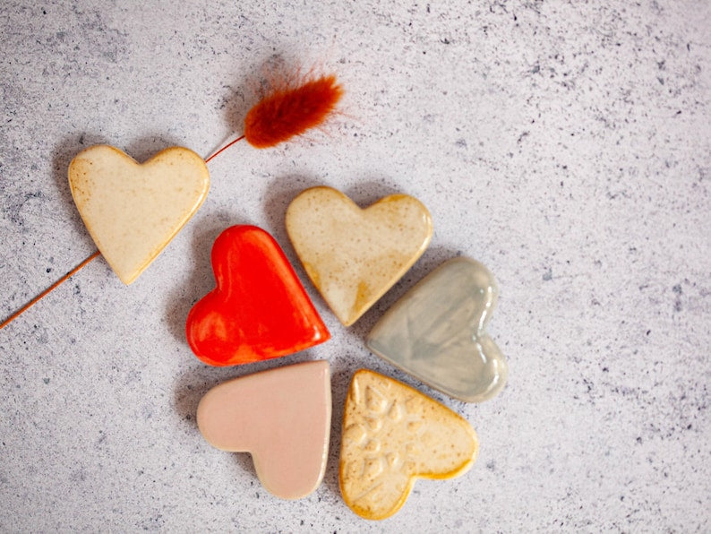 Cœurs aimantés en céramique pour frigo, aimants décoratifs amour, 4 cm, grès