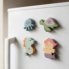 Aimants pour réfrigérateur en bois peints à la main, décoration animal dessin animé mignon, aimant cuisine