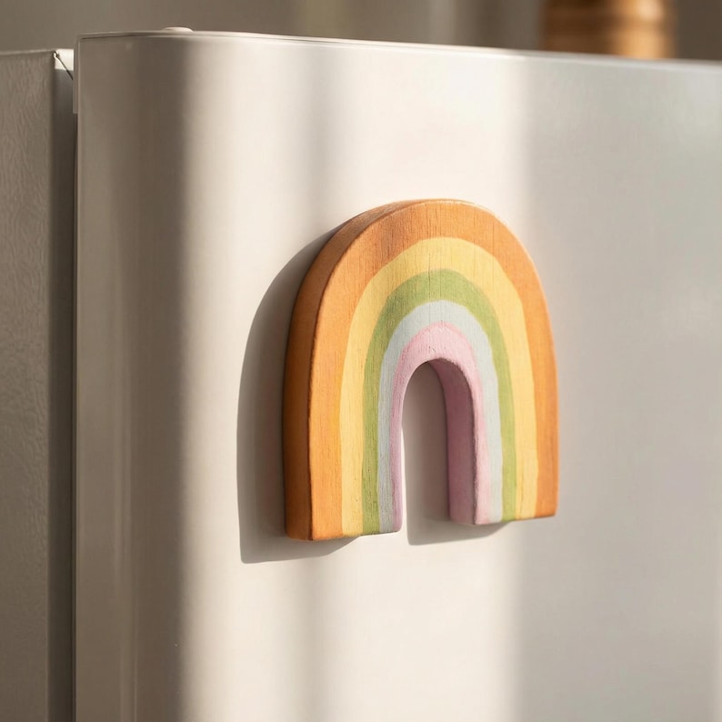 Aimants pour réfrigérateur en bois peints à la main, décoration animal dessin animé mignon, aimant cuisine