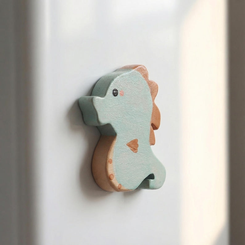 Aimants pour réfrigérateur en bois peints à la main, décoration animal dessin animé mignon, aimant cuisine