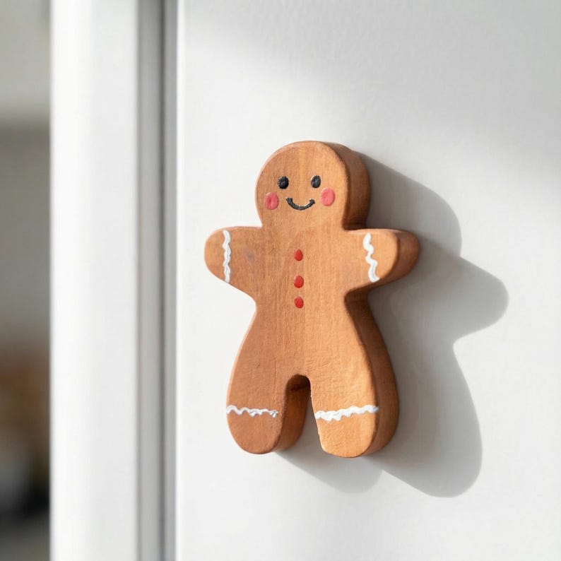 Aimants pour réfrigérateur en bois peints à la main, décoration animal dessin animé mignon, aimant cuisine