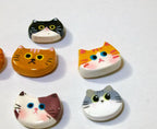 Aimant réfrigérateur visage chat argile séchée à l'air, décoration cuisine tableau mural