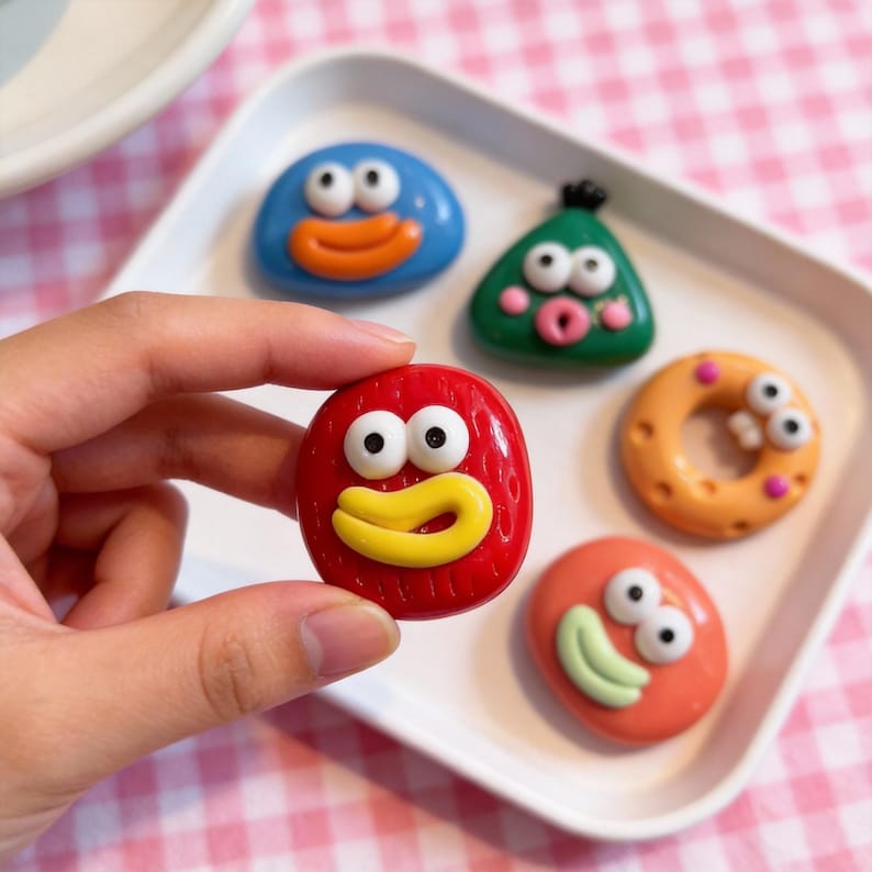Aimant réfrigérateur monstre coloré 3D, décoration cuisine bureau, lot de 5 personnages mignons