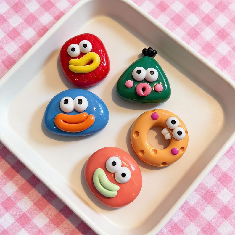 Aimant réfrigérateur monstre coloré 3D, décoration cuisine bureau, lot de 5 personnages mignons