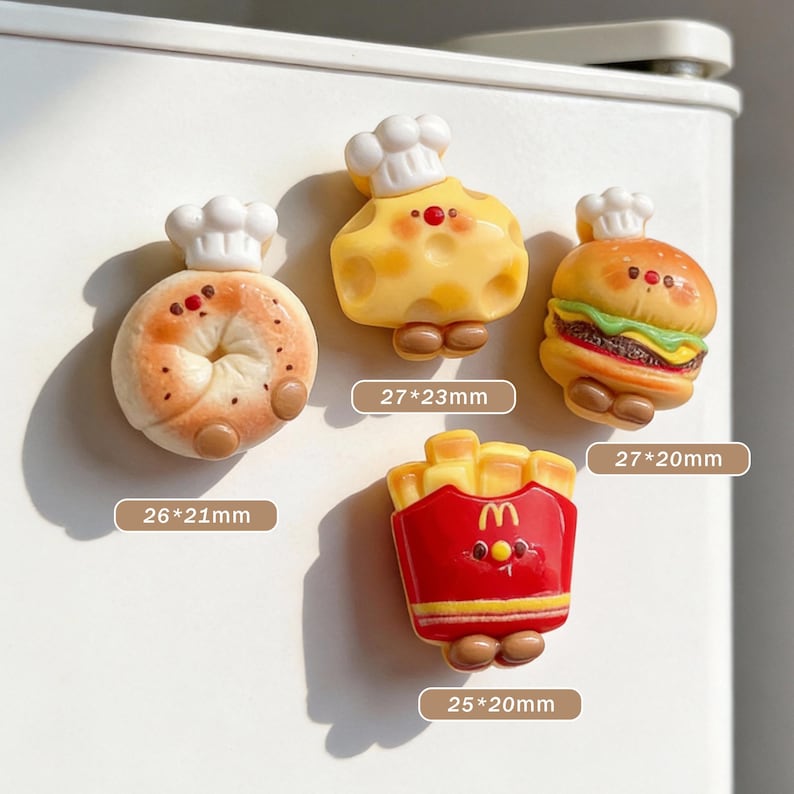 Ensemble d'aimants pour réfrigérateur, frites et hamburgers, résine synthétique, décoration de cuisine