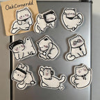 Aimant de réfrigérateur chat blanc kawaii en acrylique transparent, décoration pour réfrigérateur et casier