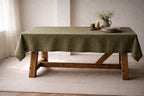 Nappe en lin lavé 200 g/m², ourlet large 3 cm, coins à onglet, 70 couleurs, tailles multiples