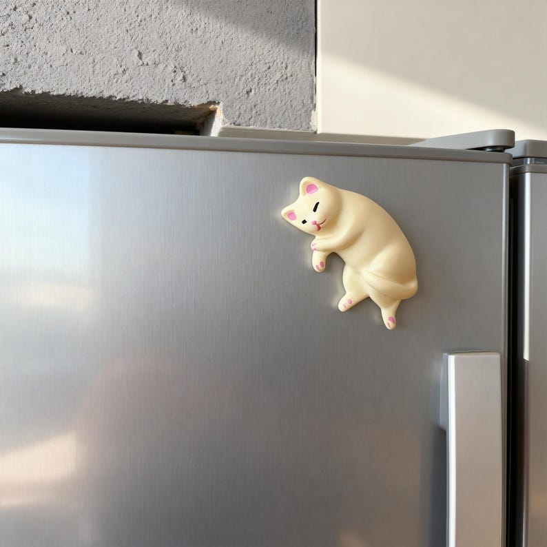 Aimants pour réfrigérateur Chat endormi 3D, Figurines chaton en résine, Collection de chats miniatures