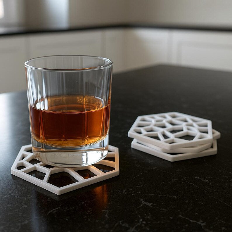 Dessous de verre hexagonal en PLA 10x8.8x0.4 cm - Accessoire de table moderne
