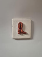 Aimant de réfrigérateur en céramique artisanale mini carreau 5x5 cm – Botte de cowboy, teckel, smiley ou cœur