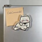 Aimant de réfrigérateur chat blanc kawaii en acrylique transparent, décoration pour réfrigérateur et casier