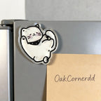 Aimant de réfrigérateur chat blanc kawaii en acrylique transparent, décoration pour réfrigérateur et casier