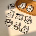 Aimant de réfrigérateur chat blanc kawaii en acrylique transparent, décoration pour réfrigérateur et casier