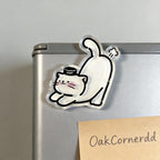 Aimant de réfrigérateur chat blanc kawaii en acrylique transparent, décoration pour réfrigérateur et casier