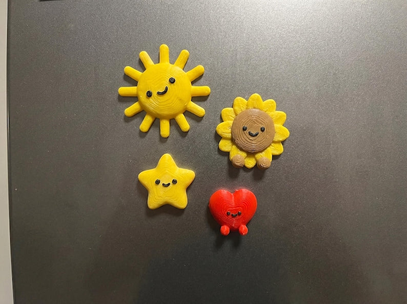 Aimants de réfrigérateur Kawaii, lot de 4 – Aimants alimentaires amusants avec des visages