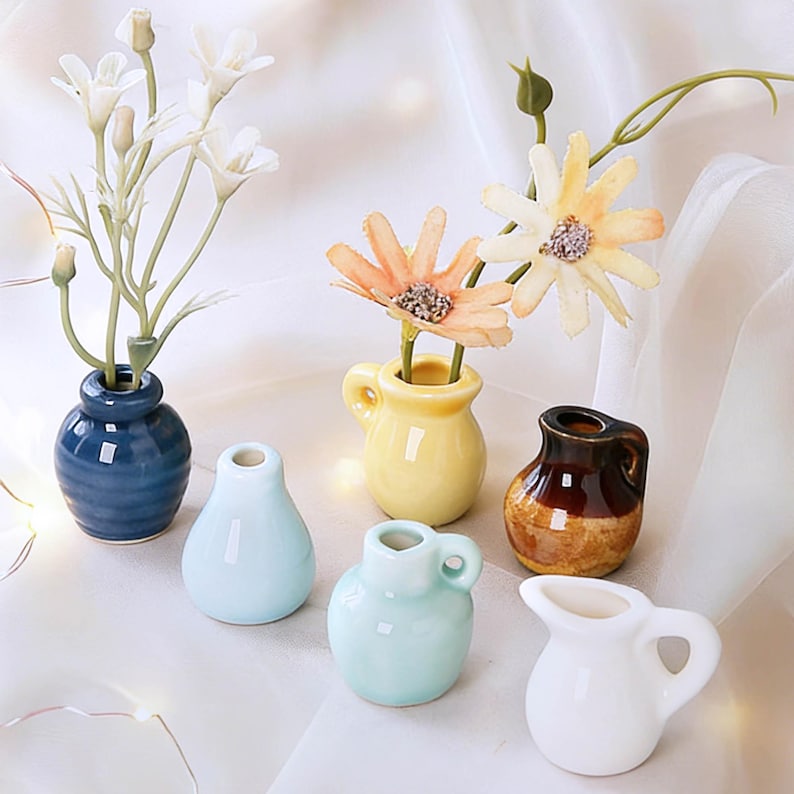 Mini vase aimanté en céramique pour réfrigérateur, décoration de cuisine colorée, petit porte-fleurs magnétique