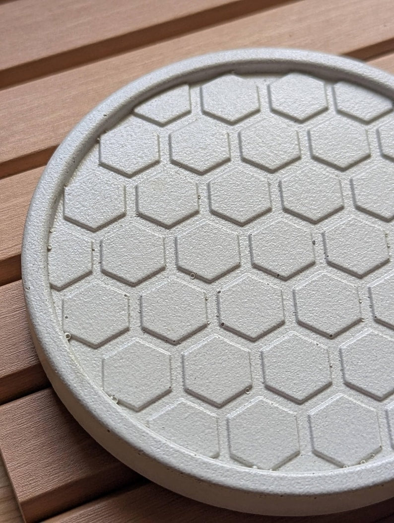 Sous-verres en béton lot de 4, gris ciment, 10 cm diamètre