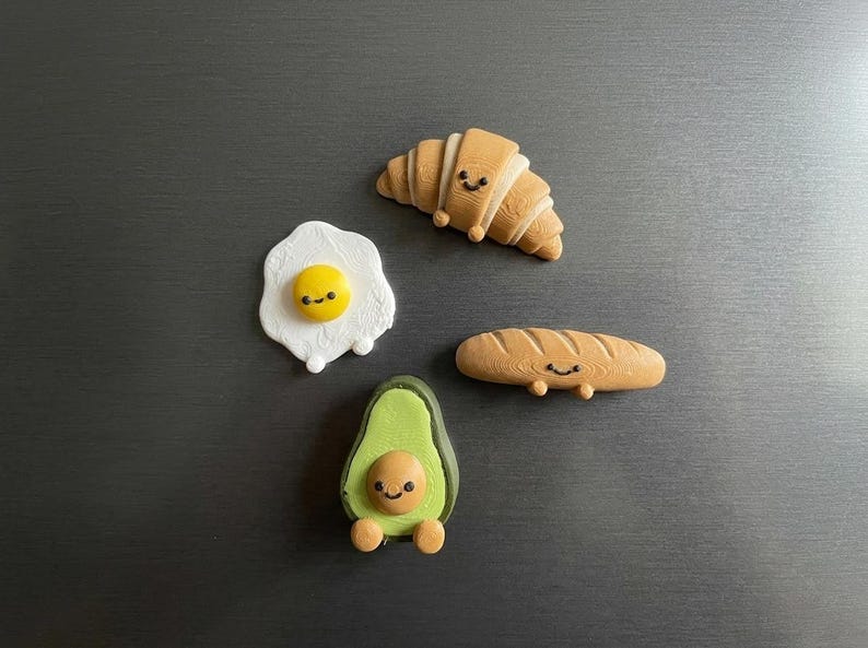 Aimants de réfrigérateur Kawaii, lot de 4 – Aimants alimentaires amusants avec des visages