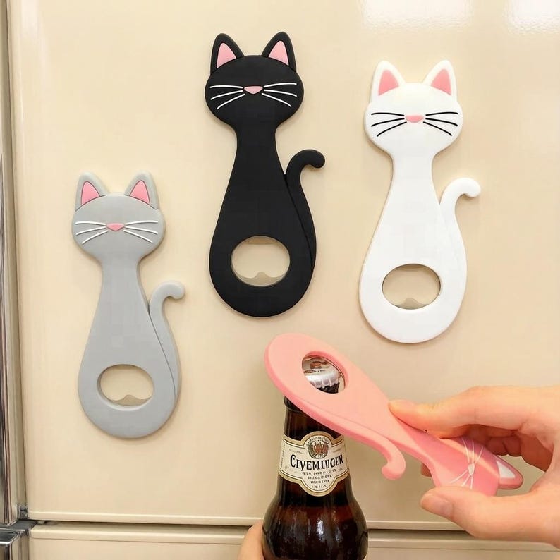 Aimant de réfrigérateur ouvre-bouteille chat - Ouvreur de bière créatif bande dessinée