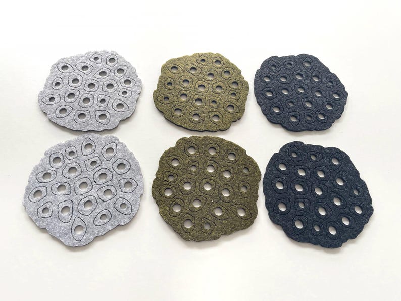 Sous-bocks en feutre Lotus - Lot de 4/6/8 - Diamètre 10 cm