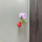 Aimants pour réfrigérateur fleurs au crochet avec vase en céramique, fleurs amovibles, décoration de cuisine