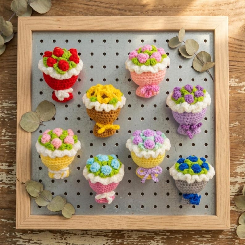 Fleur au crochet aimant réfrigérateur, décoration florale tricotée, accessoire cuisine kawaii