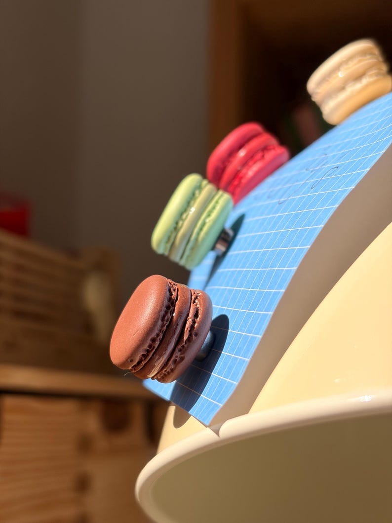 Aimants Mini Macarons en Pâte Polymère, Décoration Dessert, Framboise Pistache Chocolat Vanille