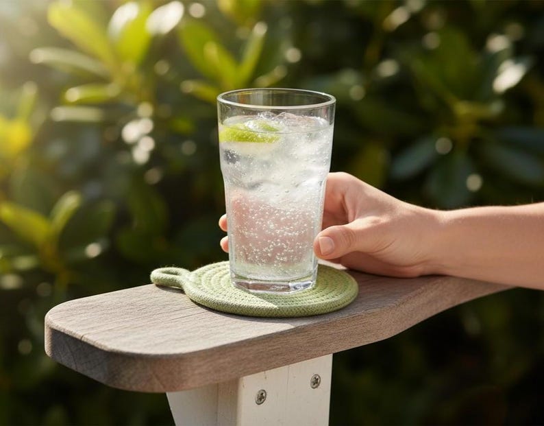 Dessous de verre en corde de coton teints à la main, 4,5 pouces, absorbants