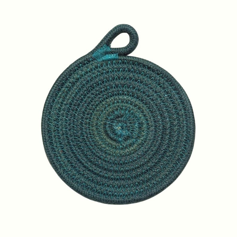 Dessous de verre en corde de coton teints à la main, 4,5 pouces, absorbants