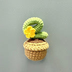 Crochet Cactus Fridge Magnet Set - Letter-Shaped Plant Magnet, Boho Kitchen Decor, 4 Designs, 8.5x4.5cm