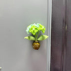 Aimants pour réfrigérateur fleurs au crochet avec vase en céramique, fleurs amovibles, décoration de cuisine