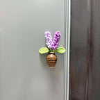 Aimants pour réfrigérateur fleurs au crochet avec vase en céramique, fleurs amovibles, décoration de cuisine