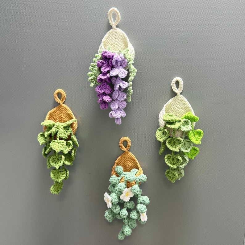 Plante suspendue au crochet avec aimant, décoration murale bohème, panier goutte d'eau, sans entretien, 18 cm