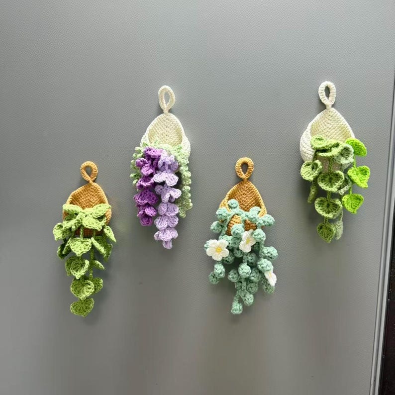 Plante suspendue au crochet avec aimant, décoration murale bohème, panier goutte d'eau, sans entretien, 18 cm