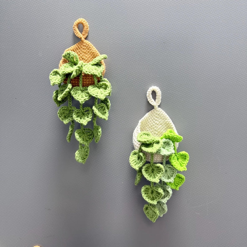 Plante suspendue au crochet avec aimant, décoration murale bohème, panier goutte d'eau, sans entretien, 18 cm