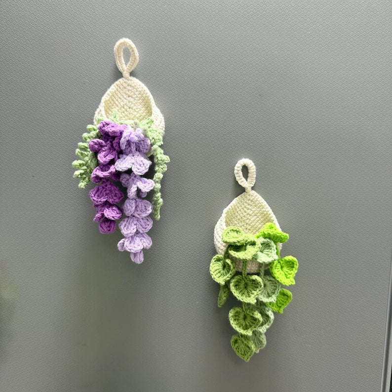 Plante suspendue au crochet avec aimant, décoration murale bohème, panier goutte d'eau, sans entretien, 18 cm