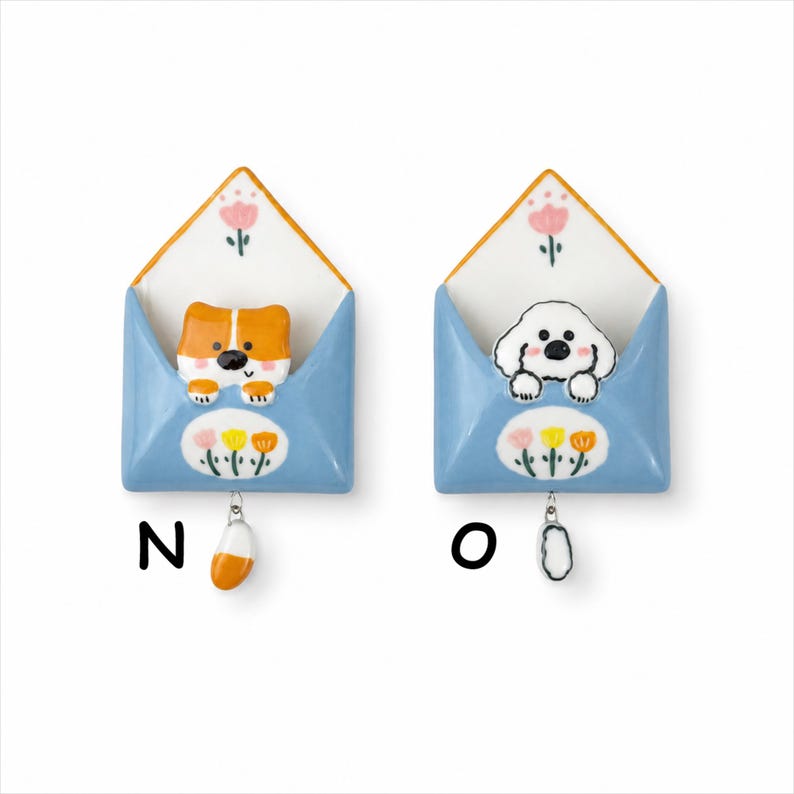 Aimant Réfrigérateur Céramique Fait Main – Enveloppe Kawaii Animal – Décoration Cuisine