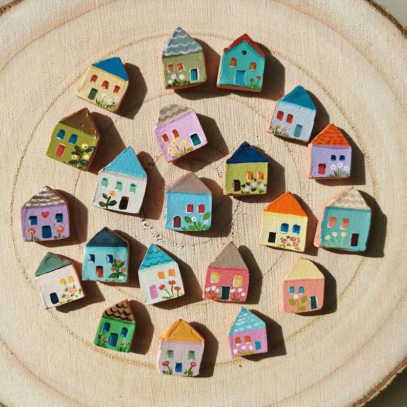 Mini aimants réfrigérateur en argile peints à la main, décoration cuisine, cadeau crémaillère