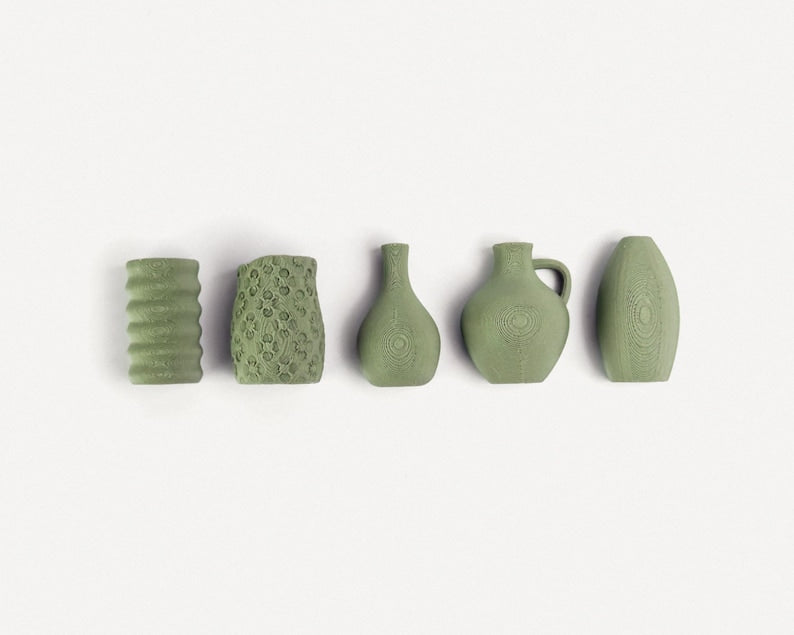 Lot de 5 Mini Vases Aimantés 3cm – Magnets Déco Frigo – Unis ou Bicolores