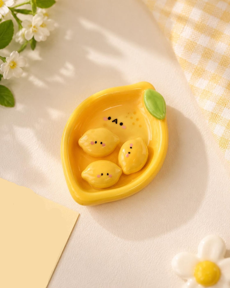 Lot de 7 aimants pour réfrigérateur fruits kawaii en céramique - Décoration pastel