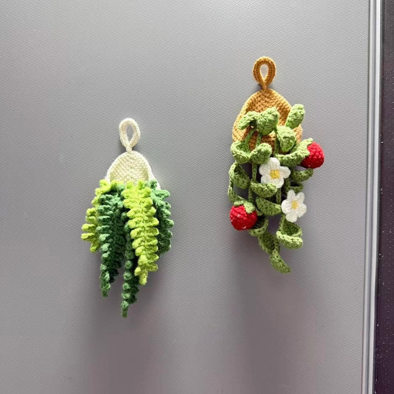Plante suspendue au crochet avec aimant, décoration murale bohème, panier goutte d'eau, sans entretien, 18 cm