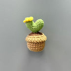 Crochet Cactus Fridge Magnet Set - Letter-Shaped Plant Magnet, Boho Kitchen Decor, 4 Designs, 8.5x4.5cm