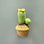 Crochet Cactus Fridge Magnet Set - Letter-Shaped Plant Magnet, Boho Kitchen Decor, 4 Designs, 8.5x4.5cm