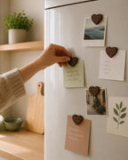Aimants en Bois pour Frigidaire en Forme de Coeur - Décoration Cuisine, Accessoires Aimantés pour Photos - 2 1/4 x 2 pouces