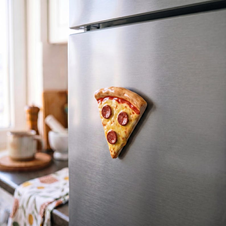 Aimants pour réfrigérateur en terre cuite – Pizza, Croissant, Décoration de cuisine